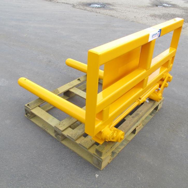 Murray Machinery Wrapped Bale Handler for handling and stacking wrapped round silage bales.